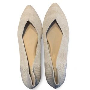 MIA Pointed-Toe Knit Ballet Flats in Beige